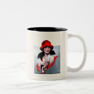 Woman in Red Hat Two-Tone Coffee Mug