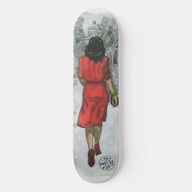Woman in Red Skateboard Deck (Front)