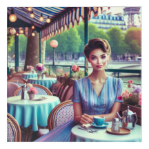 Woman in restaurant Acrylic Wall Art