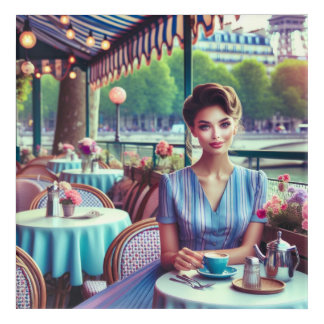 Woman in restaurant Acrylic Wall Art