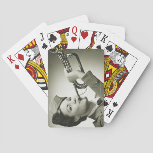 Woman in Soldier Uniform Poker Cards