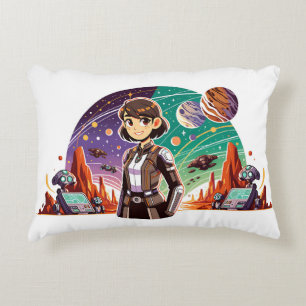 Woman in space uniform accent pillow