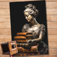 Woman in Stone with Books 1 Decoupage Paper