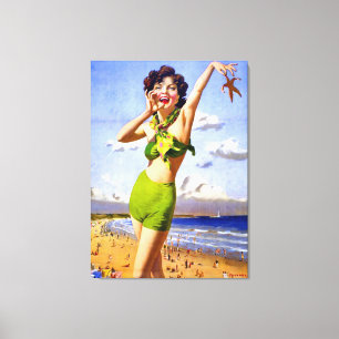 Woman in Swimsuit at the Beach Canvas Print