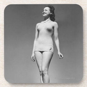 Woman in Swimsuit Beverage Coaster