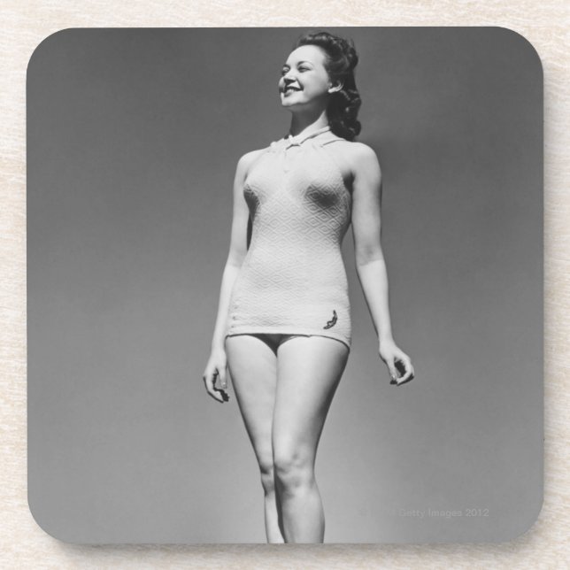 Woman in Swimsuit Beverage Coaster (Front)