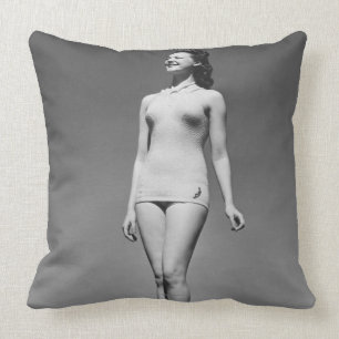 Woman in Swimsuit Throw Pillow