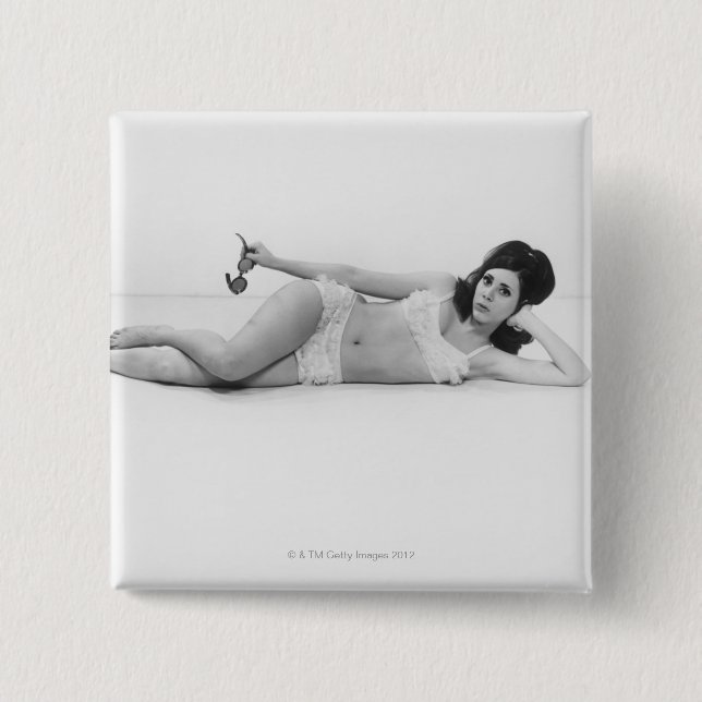 Woman in Swimwear Pinback Button (Front)