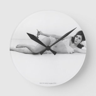 Woman in Swimwear Round Clock