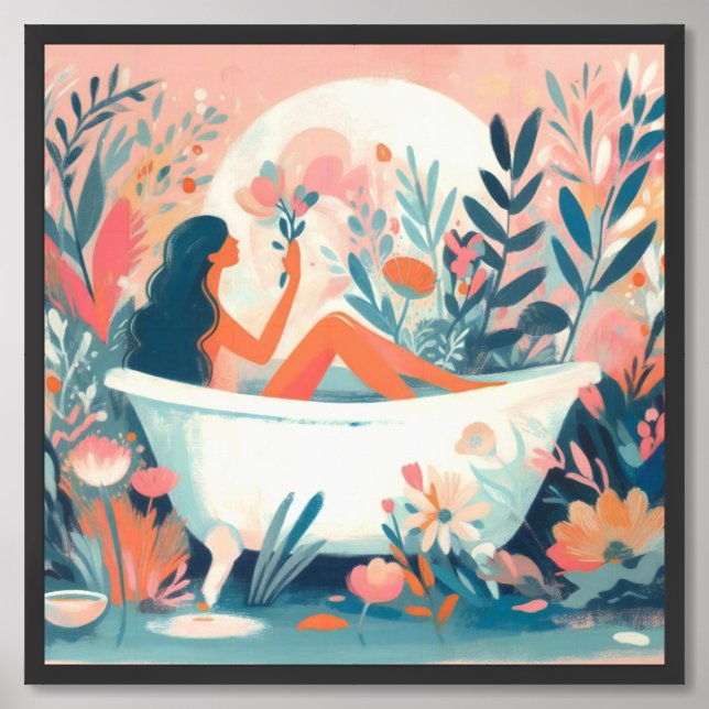 Woman in the bathtub framed art (Framed Front)
