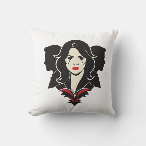 Woman in the center and two men on her sides throw pillow