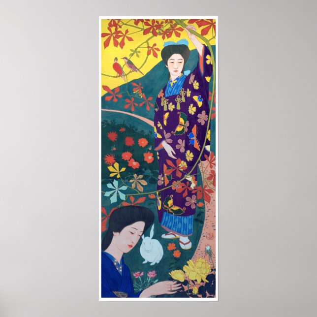 Woman in the Flower Garden, Goyō Hashiguchi Poster (Front)