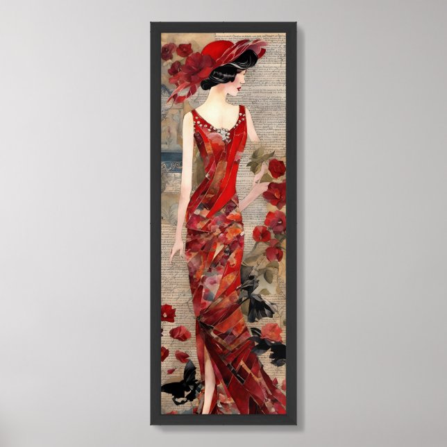 Woman in the Red Dress Collage Framed Art (Framed Front)