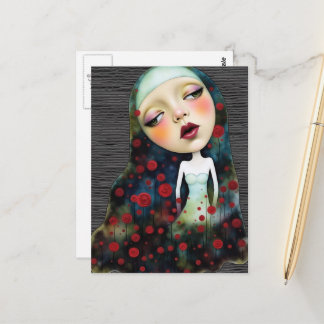 Woman In the Secrect Garden With Flowers Postcard