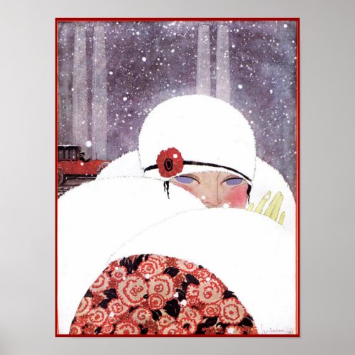 WOMAN IN THE SNOWWINTER BEAUTY FASHION POSTER