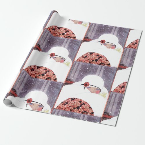 WOMAN IN THE SNOWWINTER BEAUTY FASHION WRAPPING PAPER