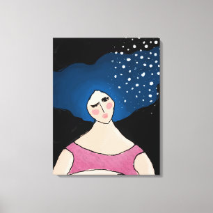 Woman in the Starlight Abstract Digital Painting Canvas Print