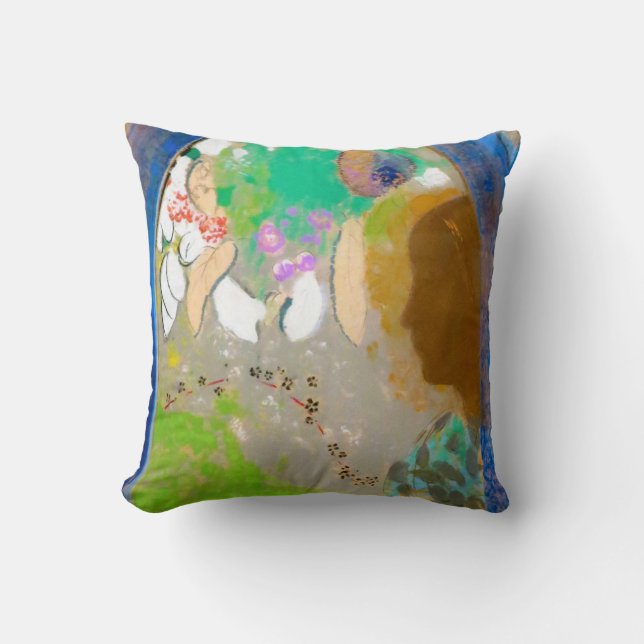 Woman in the Window, Redon Throw Pillow (Front)