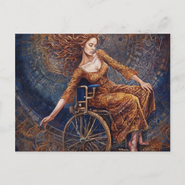 Woman in Wheelchair Dances Happily Postcard (Front)