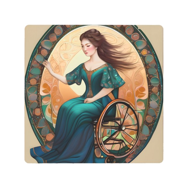 Woman in Wheelchair Metal Wall Art (Front)