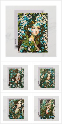 Woman in white flowers, Postcrossing Postcards
