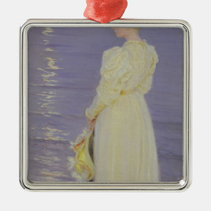 Woman in White on a Beach, 1893 Metal Ornament