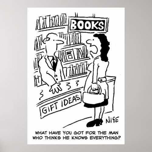 Woman inquires at a Bookshop Bookstore funny Poster