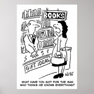 Woman inquires at a Bookshop Poster