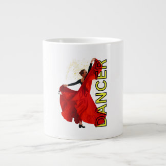 Woman ion red dress dancing giant coffee mug