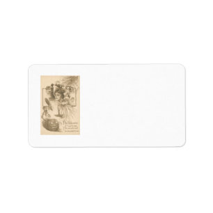 Woman Jack O' Lantern Candle Spider Web Label