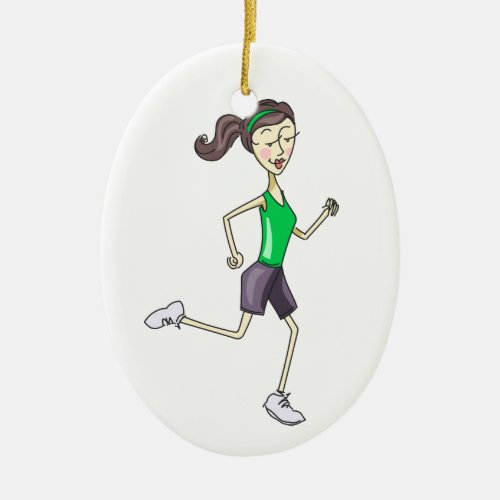 Woman Jogging Ceramic Ornament