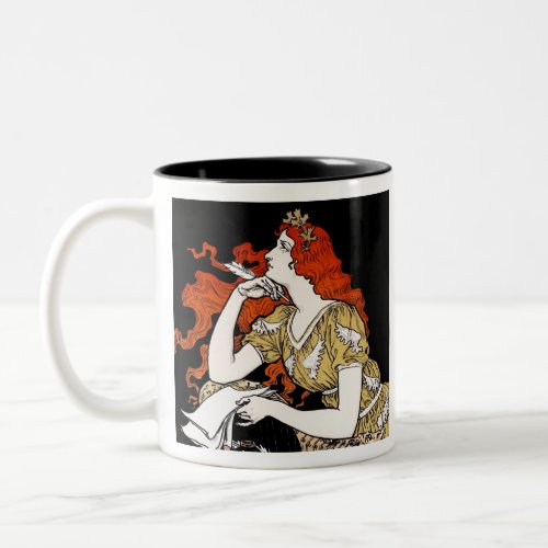 Woman Journalist at Writing Desk Two_Tone Coffee Mug