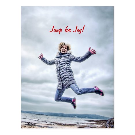 Woman Jumping For Joy Postcard