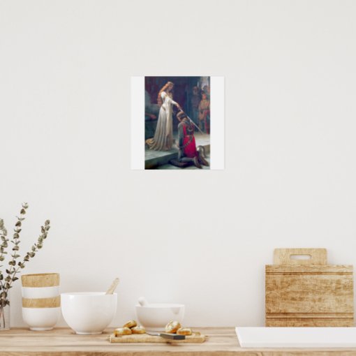 woman knight sword castle antique painting poster | Zazzle