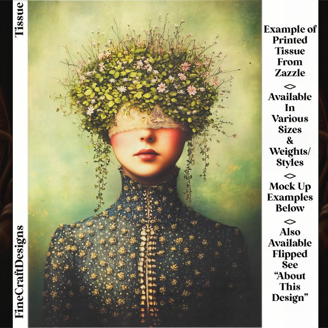 Woman, Lace Blindfold & Floral Crown EM8 Decoupage Tissue Paper (Creator Uploaded)