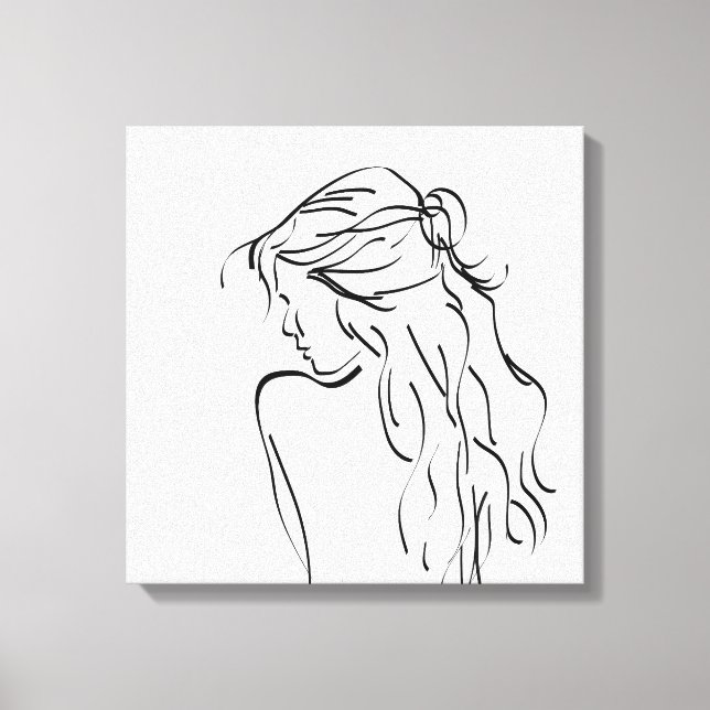 Woman Lady Girl Drawing Canvas Print (Front)