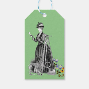 WOMAN LAND SURVEYOR WESTERN SURVEY VINTAGE  GIFT T TAGS