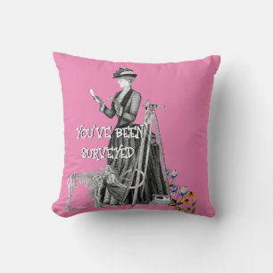 WOMAN LAND SURVEYOR WESTERN SURVEY VINTAGE THROW THROW PILLOW