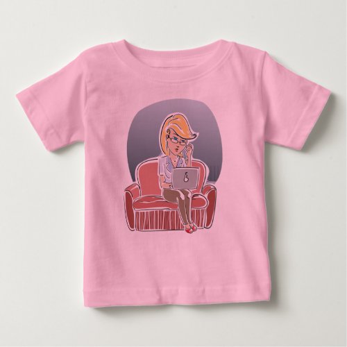 woman laptop notebook sitting baby T_Shirt