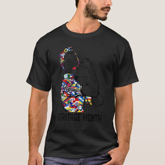 Woman Latino Countries Flag National Hispanic Heri T-Shirt (Front)