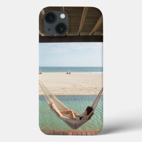 Woman Laying On A Hammock At A Small Hotel iPhone 13 Case