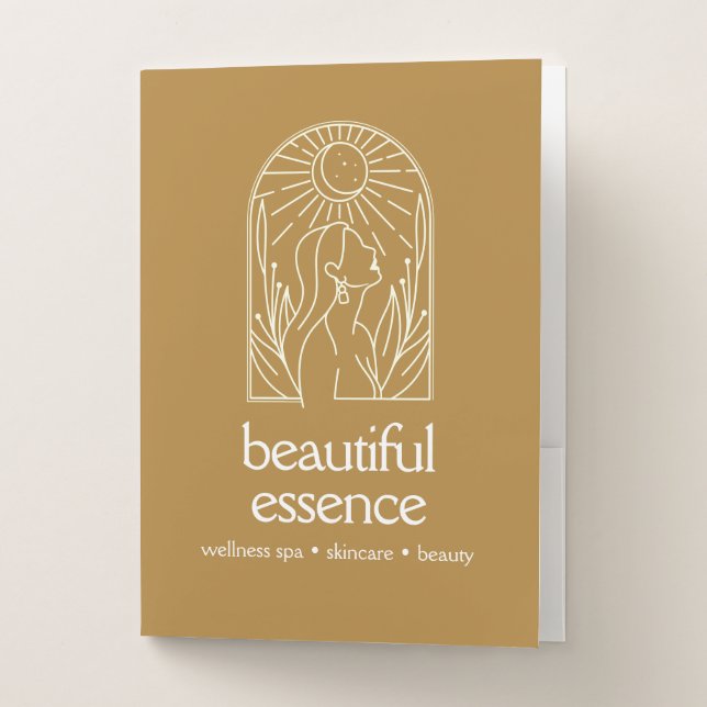 Woman Leaves Moon Arch Copper Wellness Day Spa Pocket Folder (Front)