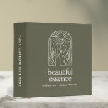 Woman Leaves Moon Arch SAGE Wellness Day Spa 3 Ring Binder<br><div class="desc">This boho-inspired binder features an elegant logo of a woman’s silhouette adorned with delicate leaves and a crescent moon, framed gracefully within an arch. Designed in a warm organic color palette of sage green it brings a touch of natural beauty to your organization. The front cover includes two customizable lines...</div>