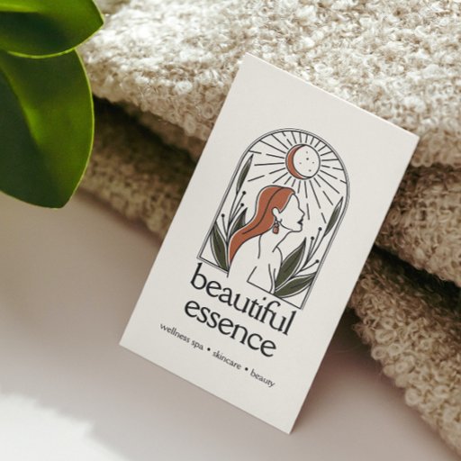 Customizable Woman Leaves Moon Arch SKINCARE Wellness Day Spa Business Card
