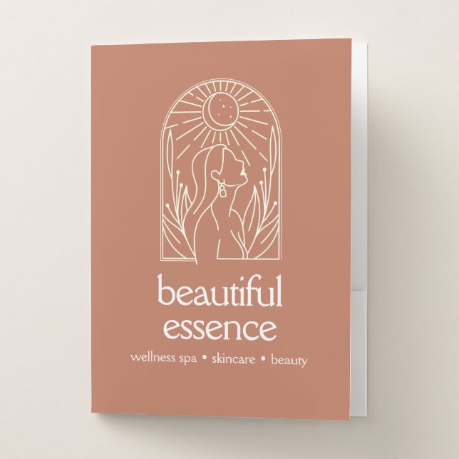 Woman Leaves Moon Arch Terracotta Wellness Day Spa Pocket Folder (Front)