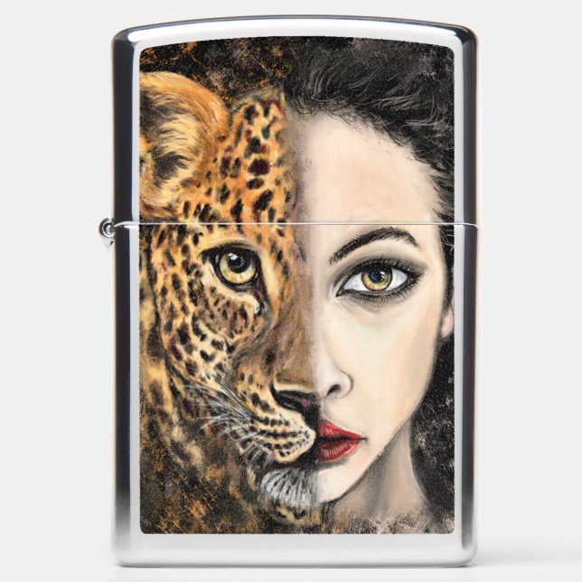 Woman Leopard Zippo Lighter (Front)