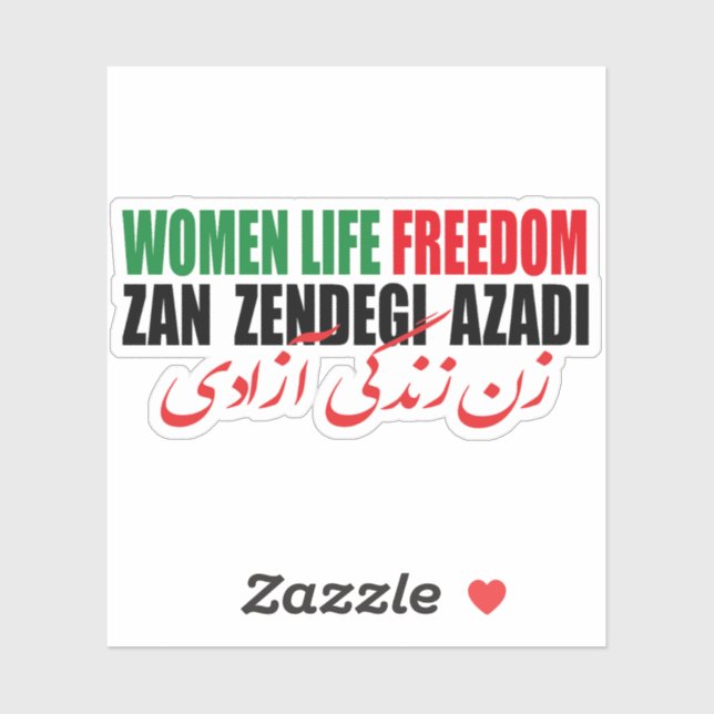 Woman Life Freedom Iran Zan Zendegi Azadi Persian Sticker (Sheet)
