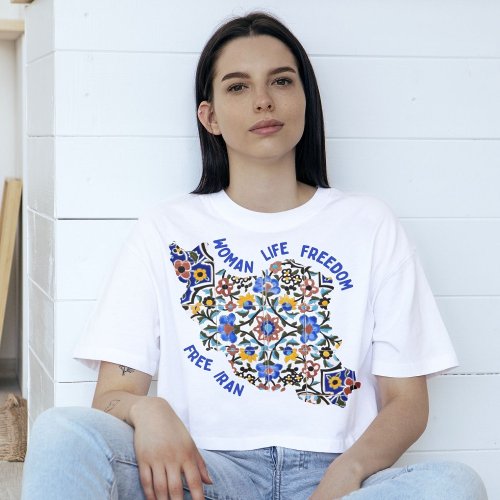 Woman Life Freedom  Persian Tiles Blue T_Shirt