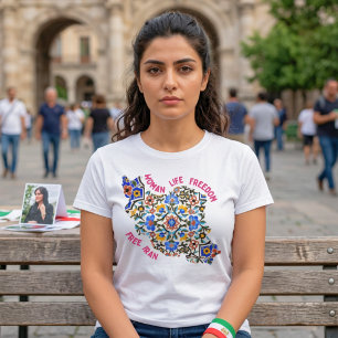 Woman Life Freedom Persian Tiles Iranian Gifts T-Shirt