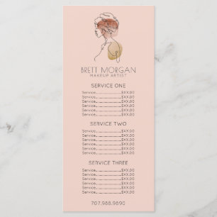 Woman Line Art Pink Makeup Artist Price Flat Menu